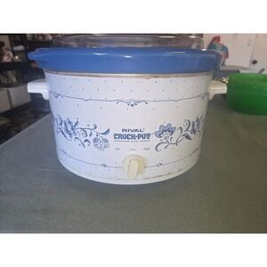 Rival Crock-Pot Slow Cooker Blue Floral Stoneware